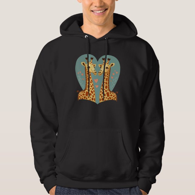 Veste À Capuche Two Giraffe Animals Valentines Day Love on Couple  (Devant)