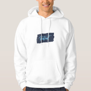 Veste À Capuche Typographie bleue manuscrite de Détroit 