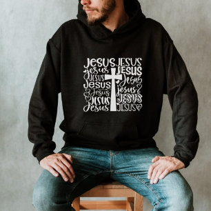 Veste À Capuche Typographie croisée de Jésus-Christ