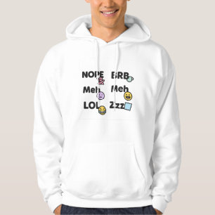 Veste À Capuche Typographie Emoji Slang - Drôle Nope, Meh, BRB, LO