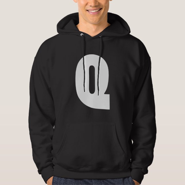 Veste À Capuche Typographie Gras Lettre d'affichage Q Alphabet (Devant)