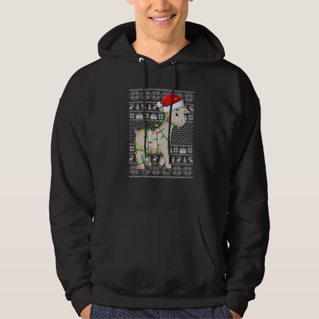 Veste À Capuche Ugly Sweater Style Xmas Lights Santa Goat Christma (Devant)