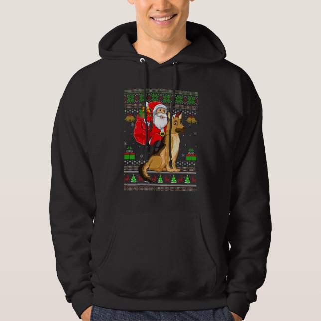 Veste À Capuche Ugly Xmas Santa Riding German Shepherd Dog Christm (Devant)