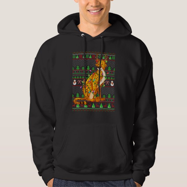 Veste À Capuche Ugly Xmas Sweater Style Lighting Cheetah Christmas (Devant)