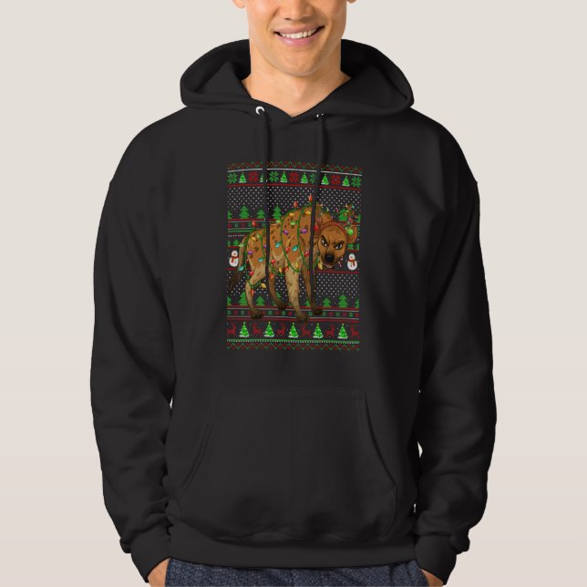 Veste À Capuche Ugly Xmas Sweater Style Lighting Hyena Christmas (Devant)