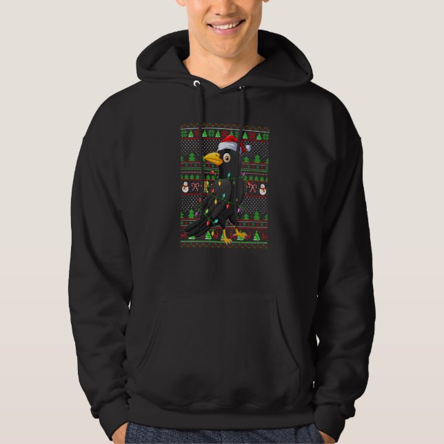 Veste À Capuche Ugly Xmas Sweater Style Lighting Raven Bird Christ (Devant)