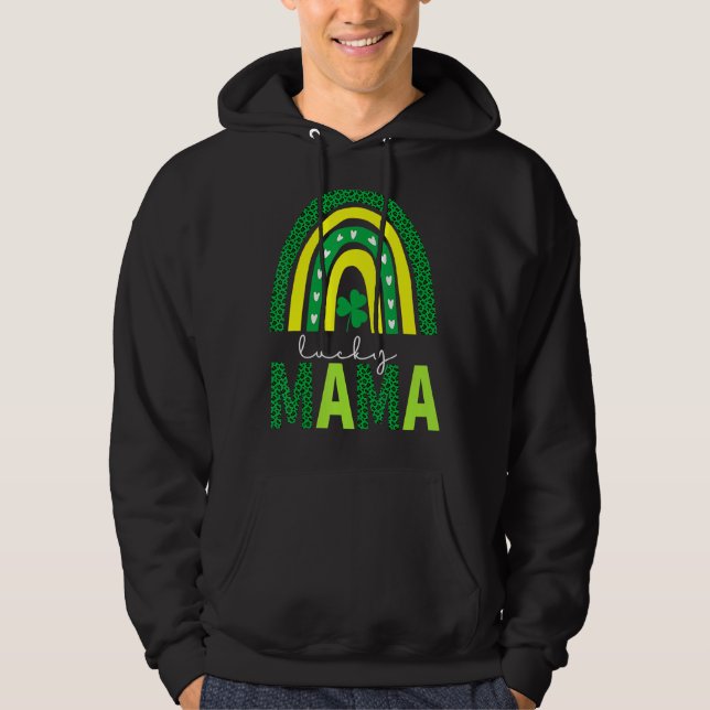 Veste À Capuche Un Empreinte de léopard Lucky Mama Rainbow St Patr (Devant)