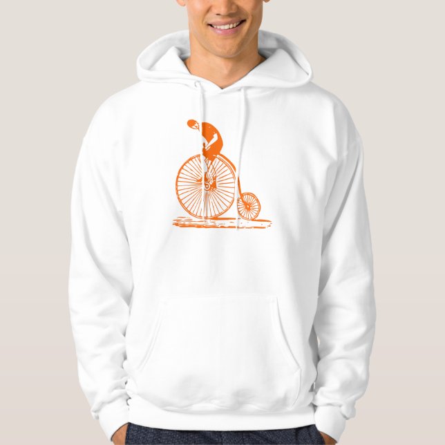 Veste À Capuche Un homme sur un penny Farthing - Orange (Devant)