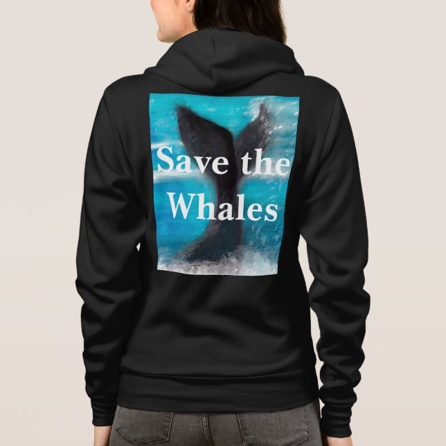 Veste À Capuche Une baleine - Sauvez les baleines Noires (Dos)