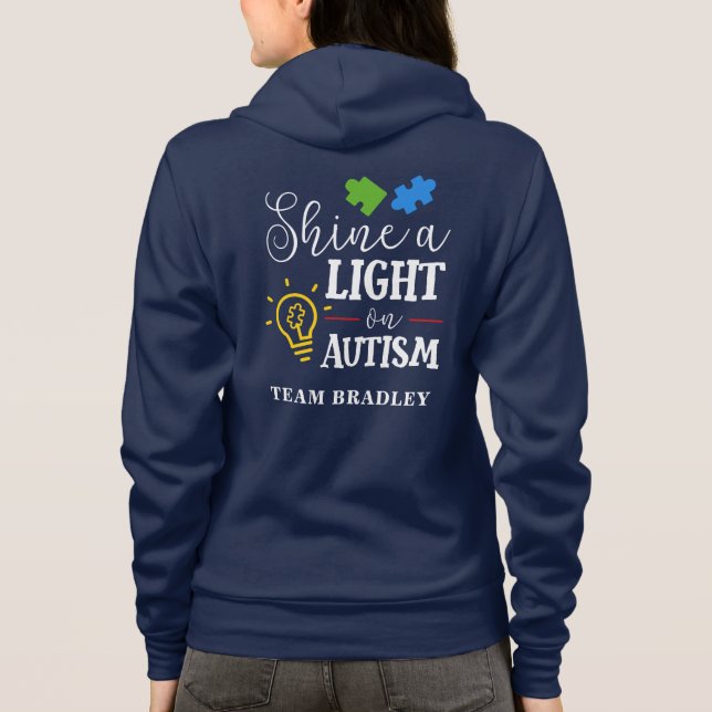 Veste À Capuche Une lumière personnalisée sur l'autisme équipe de  (Dos)
