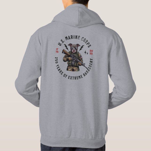 Veste À Capuche USMC 250 Years of Badassery Camo Dog Hoodie (Dos)