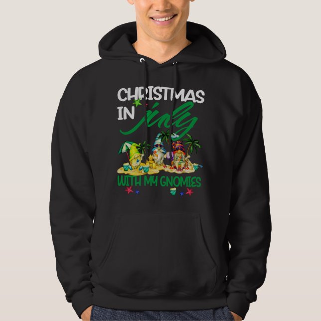 Veste À Capuche Vacances D'Été Gnomes Noël En Juillet Avec Mon G (Devant)