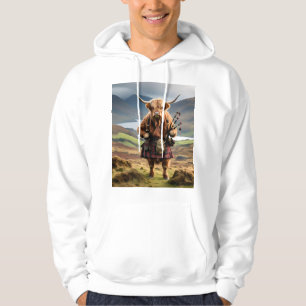 Veste À Capuche Vache des Highlands Écossaise Joueur De Cornemuse,