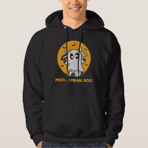 Veste À Capuche Vache Ghost Cute Kawaii Halloween Moo I Mean Boo