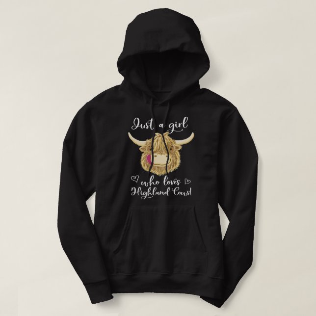 Veste À Capuche Vache Moey Juste Une Fille Qui Aime Les Highlands  (Design devant)