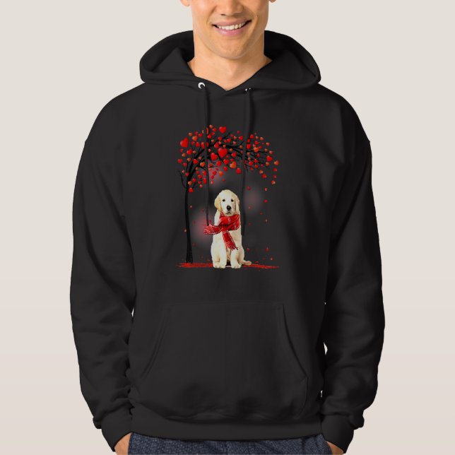 Veste À Capuche Valentines Day Golden Retriever Tree Heart Puppy D (Devant)