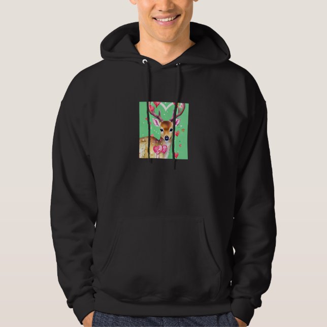 Veste À Capuche Valentine's Day Love Heart Cute Deer Girlfriend Fi (Devant)