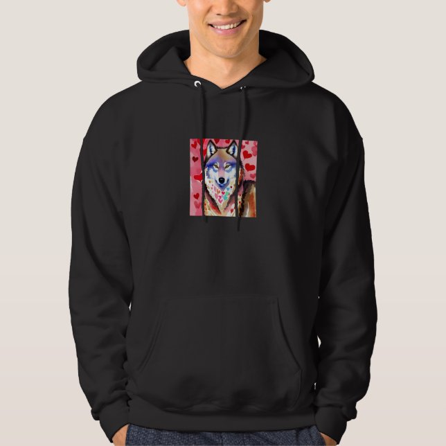 Veste À Capuche Valentine's Day Love Heart Cute Wolf Girlfriend Fi (Devant)