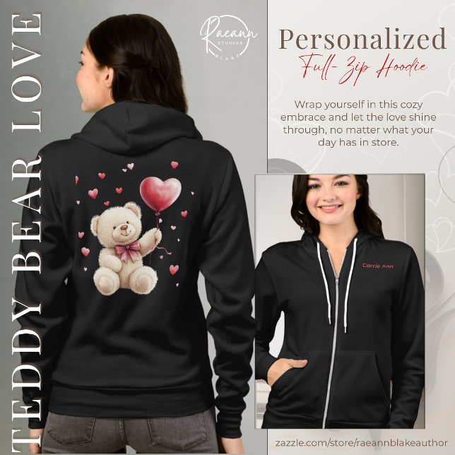 Veste À Capuche Valentine's Day Teddy Bear Love Full-zip Hoodie (Créateur téléchargé)