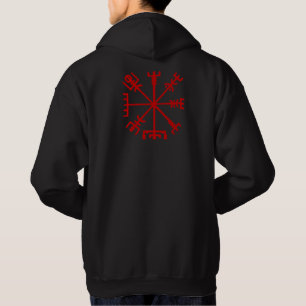 Veste À Capuche Vegvísir rouge sang (boussole de Viking)
