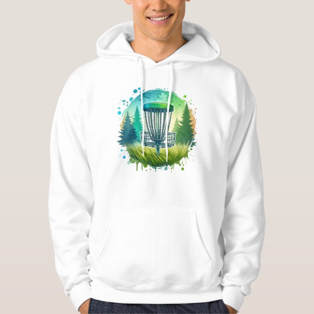Veste À Capuche Vert et Bleu Disque Golf Thème (Devant)