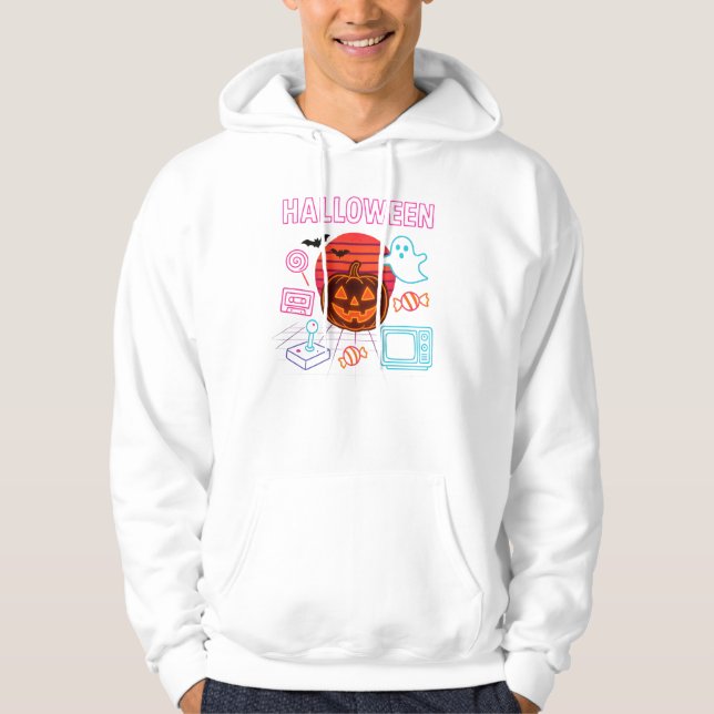 Veste À Capuche Vêtements d’Halloween Jack-O’-Lantern Neon Unisex (Devant)