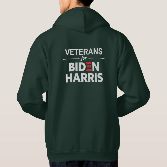 Veste À Capuche Vétérans pour Biden Harris Texte personnalisé vert (Dos)