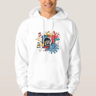 Veste À Capuche Vibrant Music Logo Design - "M" My Music World