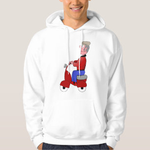 Veste À Capuche Vieux Monsieur Drôle à Trottinette Rouge