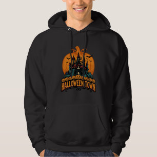 Veste À Capuche Ville d'Halloween Château Hanté Vintage Citrouille