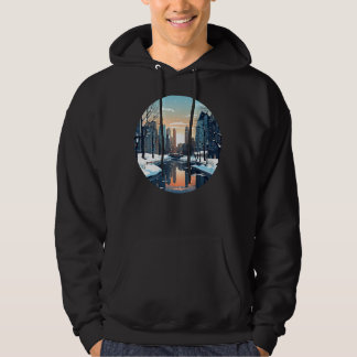 Veste À Capuche Ville hivernale cool avec lac en hiver saison pour