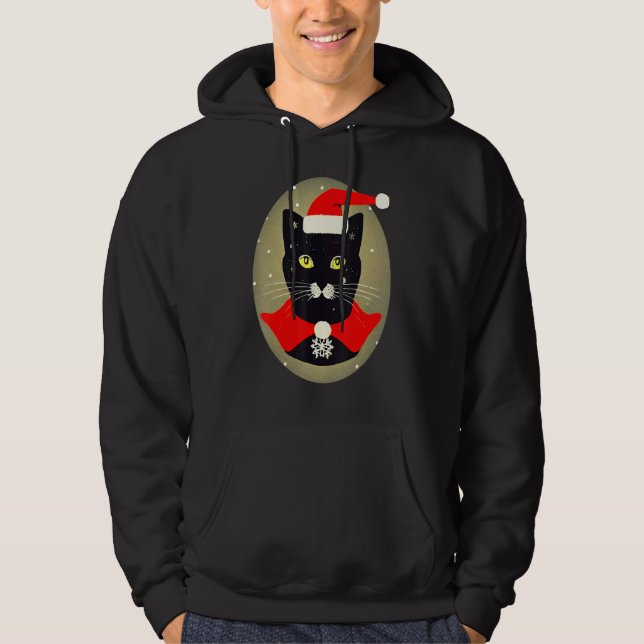 Veste À Capuche Vintage Cat Santa Outfit Whimsical Christmas Holid (Devant)