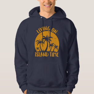 Veste À Capuche Vivre Sur L'Île Palmiers Et Coucher De Soleil