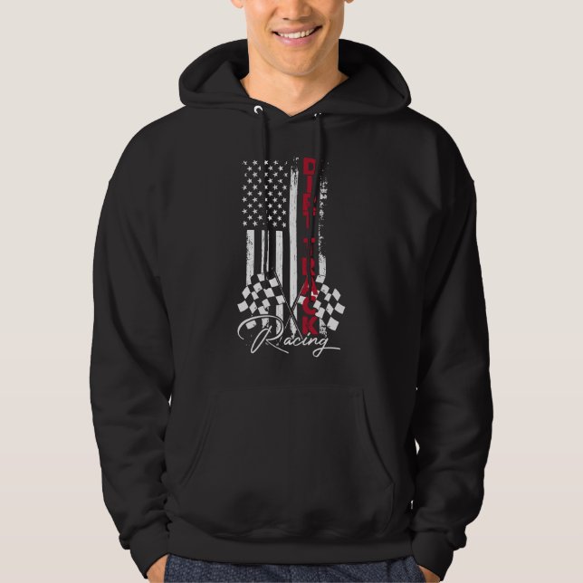 Veste À Capuche Voiture de course sur piste en terre Drapeau améri (Devant)