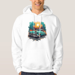 Veste À Capuche Voitures Anciennes avec Style de Graffiti Urbain