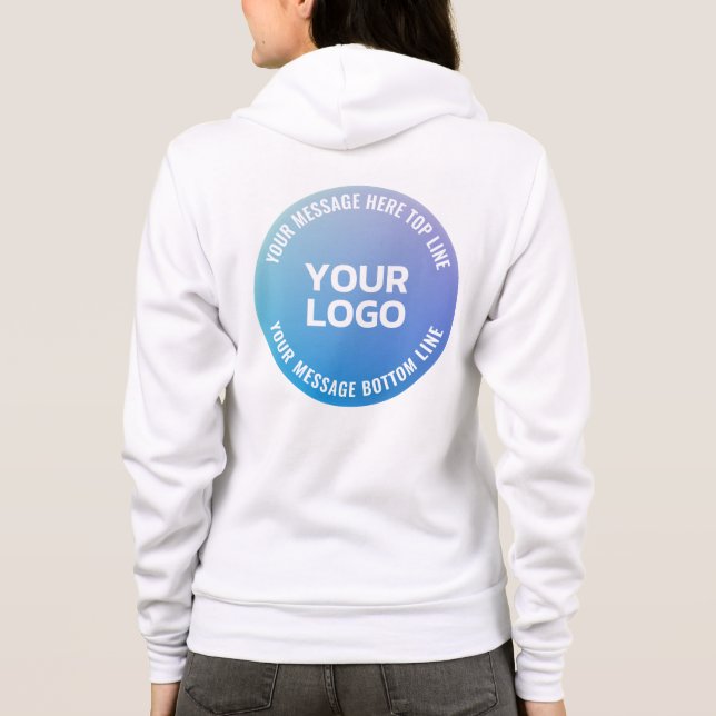 Veste À Capuche Votre logo | Ombre bleue à violet et texte circula (Dos)