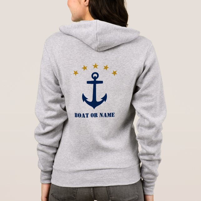 Veste À Capuche Votre nom ou bateau Ancre classique Marine Gold (Dos)
