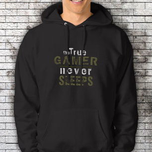 Veste À Capuche Vrai Gamer ne dort jamais Typographie Gamer