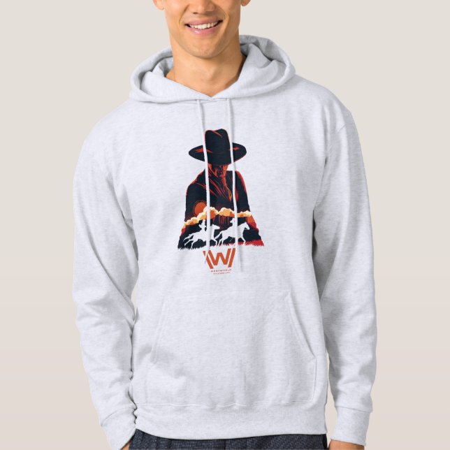 Veste À Capuche Westworld | Homme en Silhouette du désert noir (Devant)