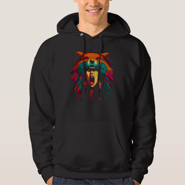 Veste À Capuche Woman Wolf Head Native American Culture (Devant)