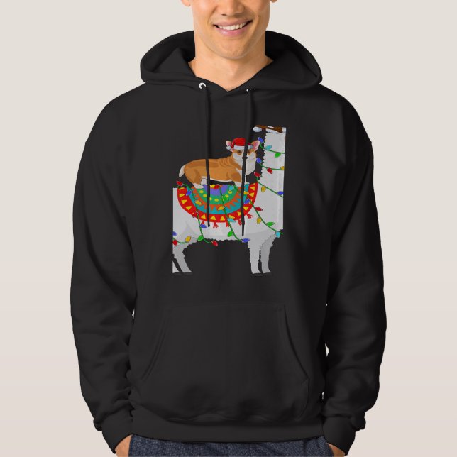Veste À Capuche Xmas Lighting Corgi Dog Riding Llama Christmas (Devant)