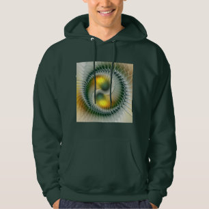 Veste À Capuche Yin Yang Vert Jaune Abstrait Fractal Coloré
