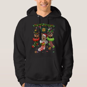 Veste À Capuche Yorkie En Chaussettes Noël Noël Noël Chapeau Noël
