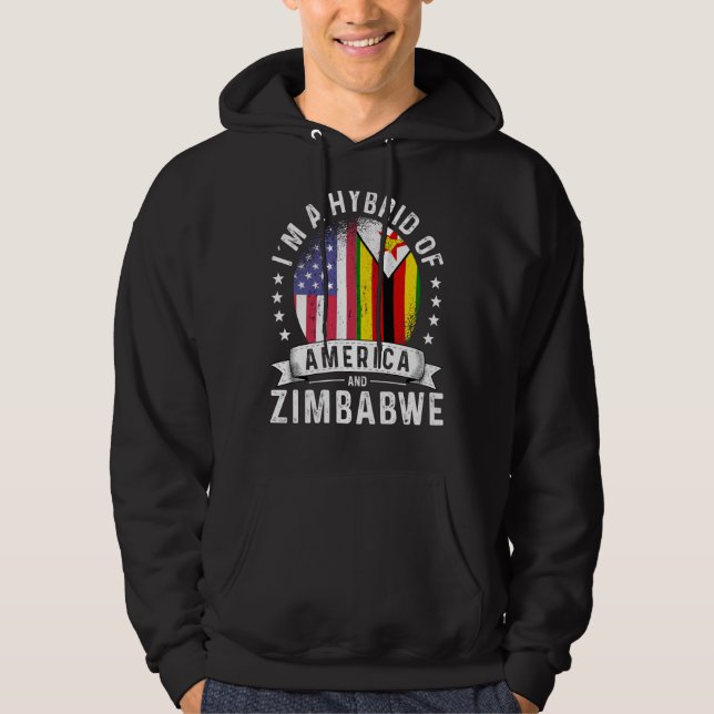 Veste À Capuche Zimbabwean American Patriot Grown Flag Humor (Devant)