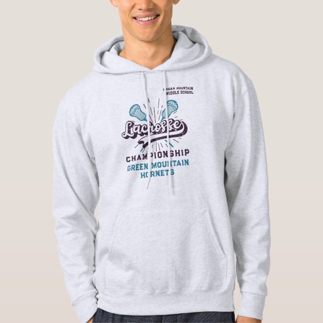 Veste À Capuche Zone personnalisée Lacrosse Team Club Nom Numéro d (Devant)