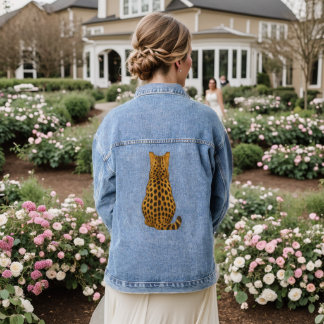 Veste de Denim Graphique de Déni de Chat Cheetah -