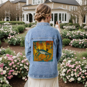 Veste de jean de crabe agitant