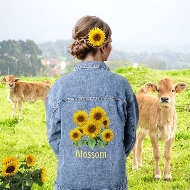 Veste Denim de fleurs de tournesol (Créateur téléchargé)
