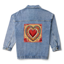 Veste Denim, encre traditionnelle : Art sur tissu