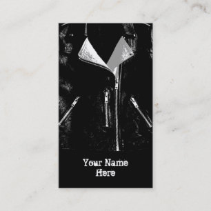 Veste en cuir Blanc carte de visite noir portrait